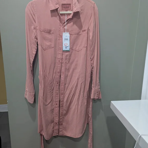 Guess Pink Button-Up Shirt Dress - Picture 2 of 9